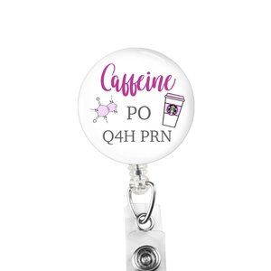 Nurse badge reel, custom badge reel, RN, coffee